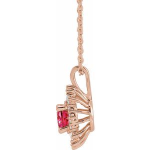 14K Rose Gold Natural Pink Tourmaline & 1/3 CTW Natural Diamond 16-18" Necklace