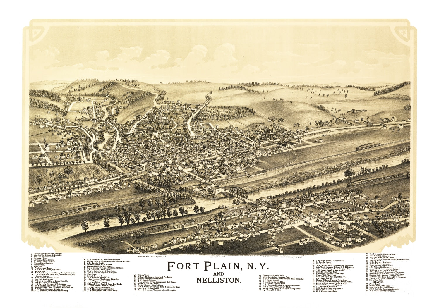 Vintage Map of Fort Plain, New York 1891
