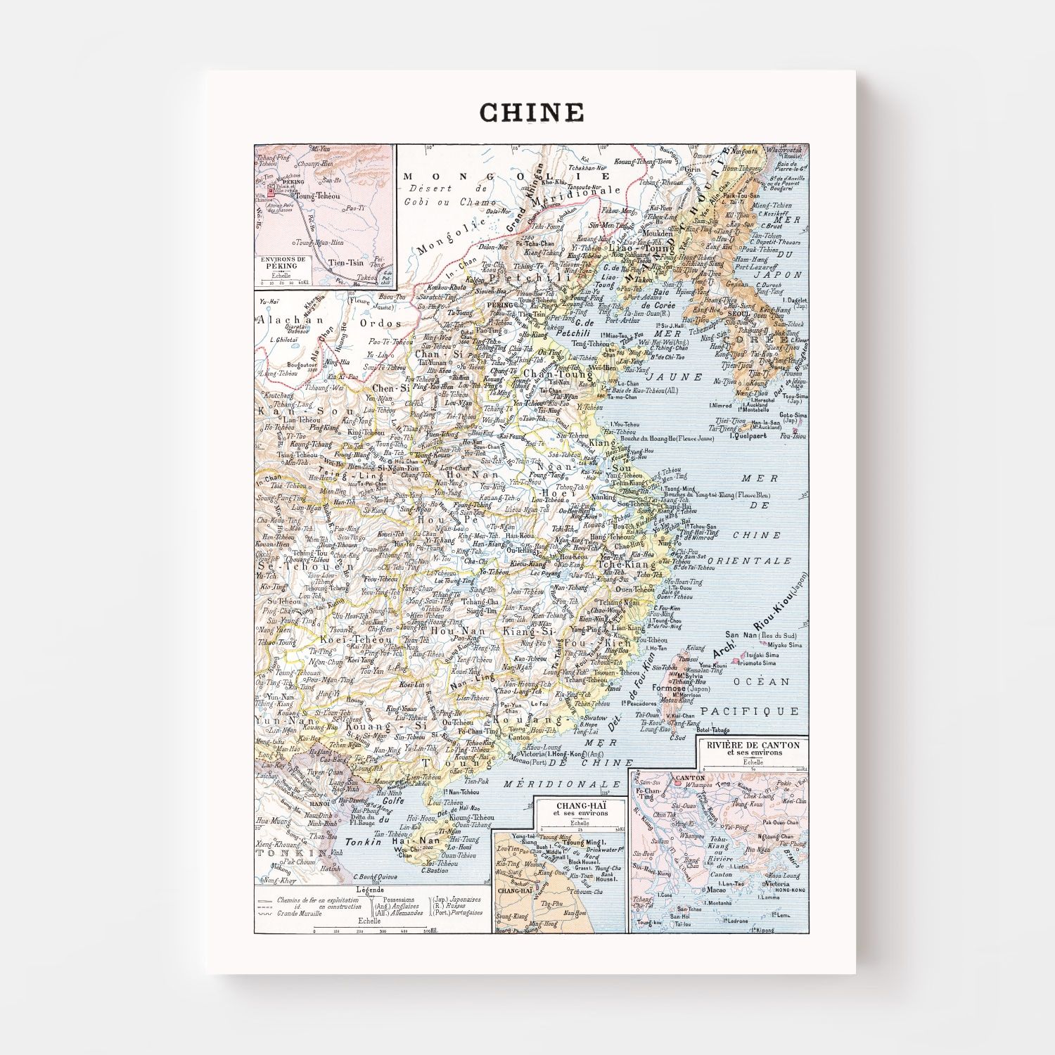 Vintage Map of China 1900