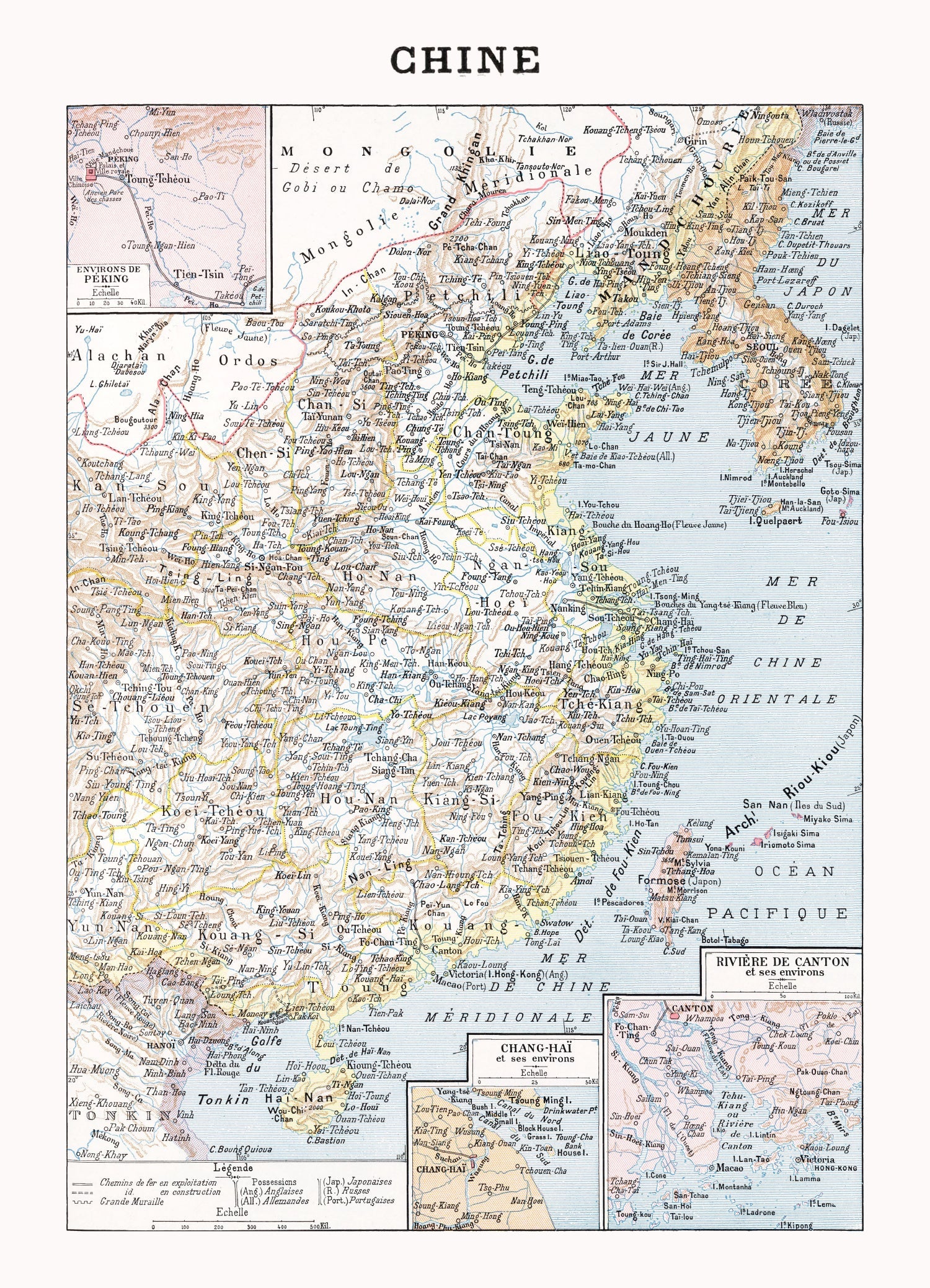 Vintage Map of China 1900
