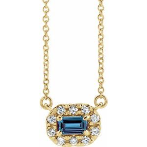 14K Yellow Gold 5x3 mm Lab-Grown Alexandrite & 1/8 CTW Natural Diamond Halo-Style 16" Necklace