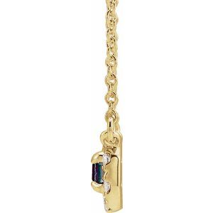 14K Yellow Gold 5x3 mm Lab-Grown Alexandrite & 1/8 CTW Natural Diamond Halo-Style 18" Necklace