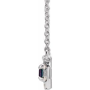 Sterling Silver 5x3 mm Lab-Grown Alexandrite & 1/8 CTW Natural Diamond Halo-Style 18" Necklace