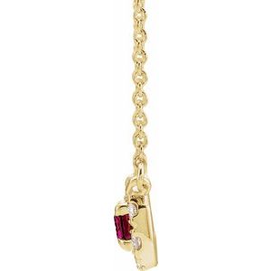 14K Yellow Gold 5x3 mm Natural Pink Tourmaline & 1/8 CTW Natural Diamond Halo-Style 16" Necklace