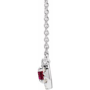 14K White Gold 5x3 mm Natural Pink Tourmaline & 1/8 CTW Natural Diamond Halo-Style 16" Necklace