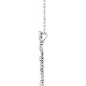 Sterling Silver Natural Ethiopian Opals, Natural Pink Sapphires & 1/8 CTW Natural Diamond Scattered Bar 16-18" Necklace