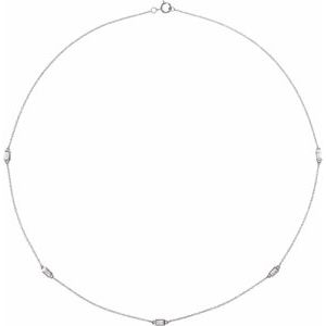 14K White Gold 1/3 CTW Natural Diamond 5-Station 24" Necklace