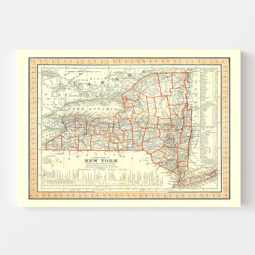 Vintage Map of New York 1846