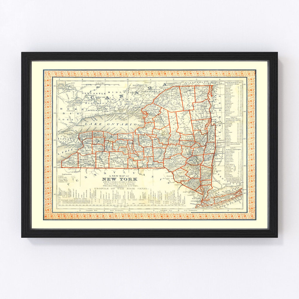 Vintage Map of New York 1846