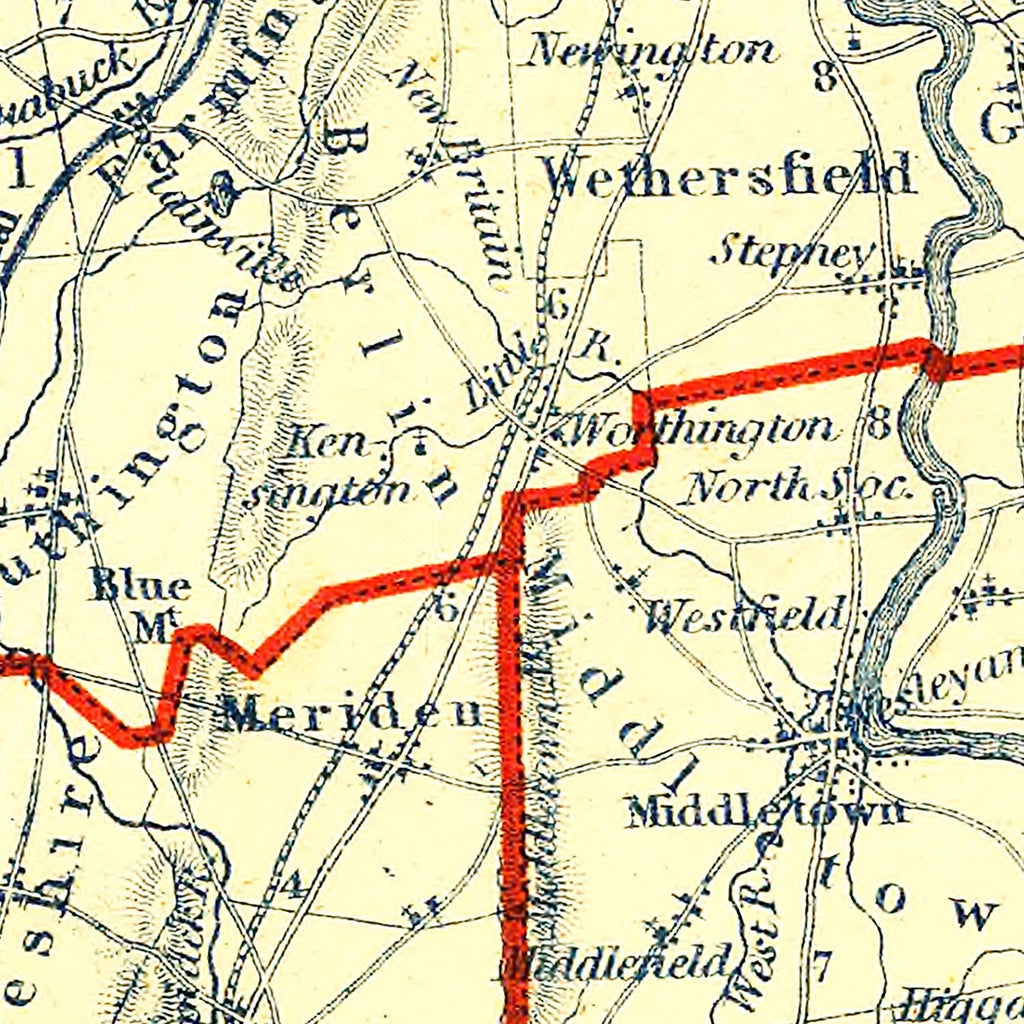Vintage Map of Connecticut 1846