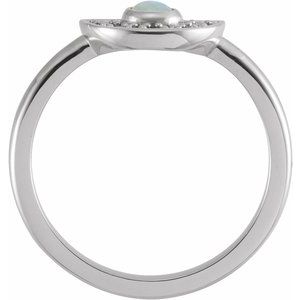 14K White Gold Natural Ethiopian Opal & Natural Pink Sapphire Fan Ring