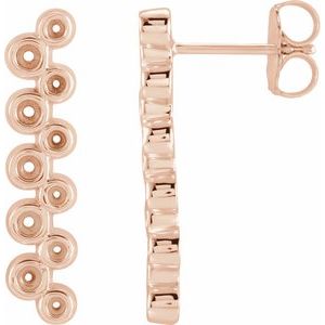 14K Rose Gold Bezel-Set Bar Right Earring Mounting