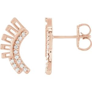 14K Rose Gold 1/10 CTW Natural Diamond Semi-Set  Fan Earrings