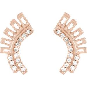 14K Rose Gold 1/10 CTW Natural Diamond Semi-Set  Fan Earrings – image 2