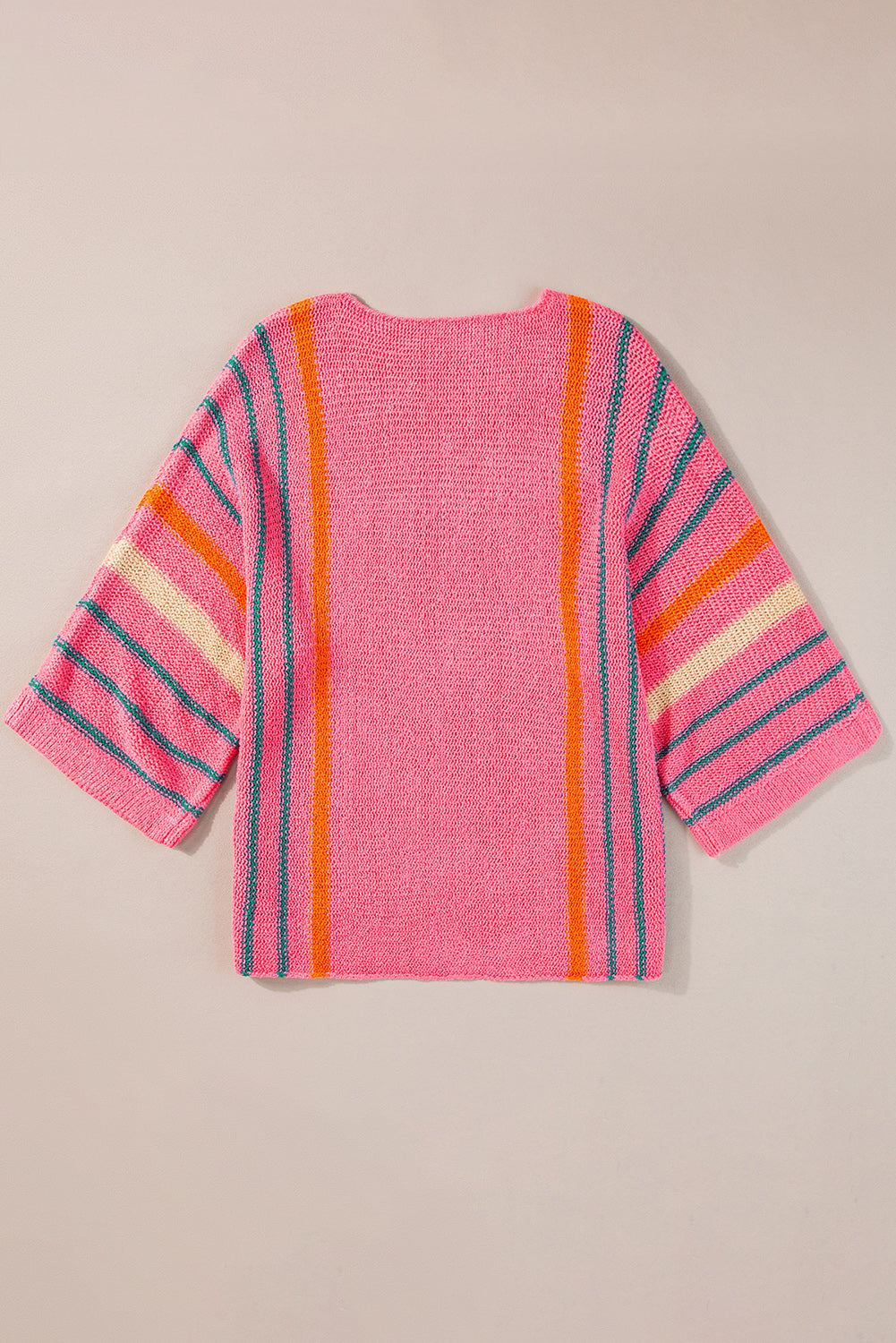 Stripe Detail Wide 3/4 Sleeve Knit Top