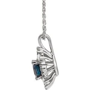 Sterling Silver Natural Blue Sapphire & 1/3 CTW Natural Diamond 16-18" Necklace