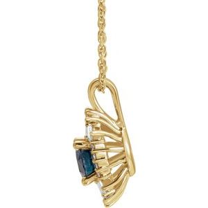 14K Yellow Gold Natural Blue Sapphire & 1/3 CTW Natural Diamond 16-18" Necklace