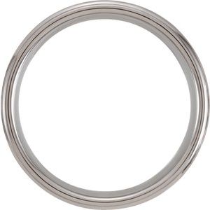 Tungsten 8 mm Stepped-Edge Mother of Pearl Inlay Comfort-Fit Band Size 12.5