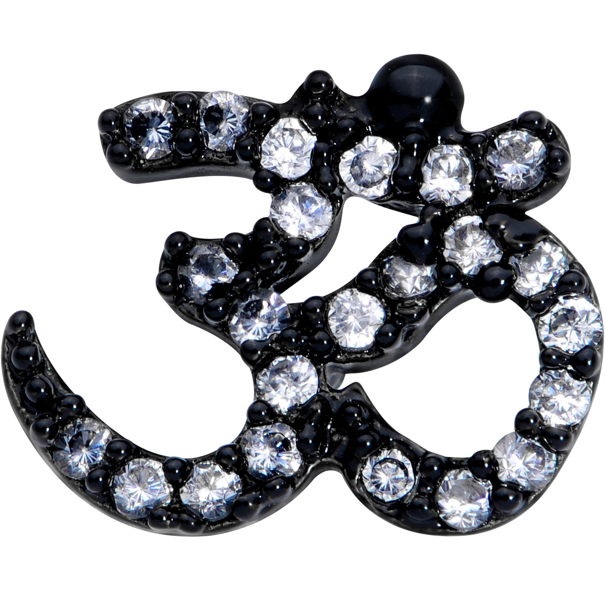 16G 1/4 Clear CZ Gem Black PVD Amazing Om Cartilage Tragus