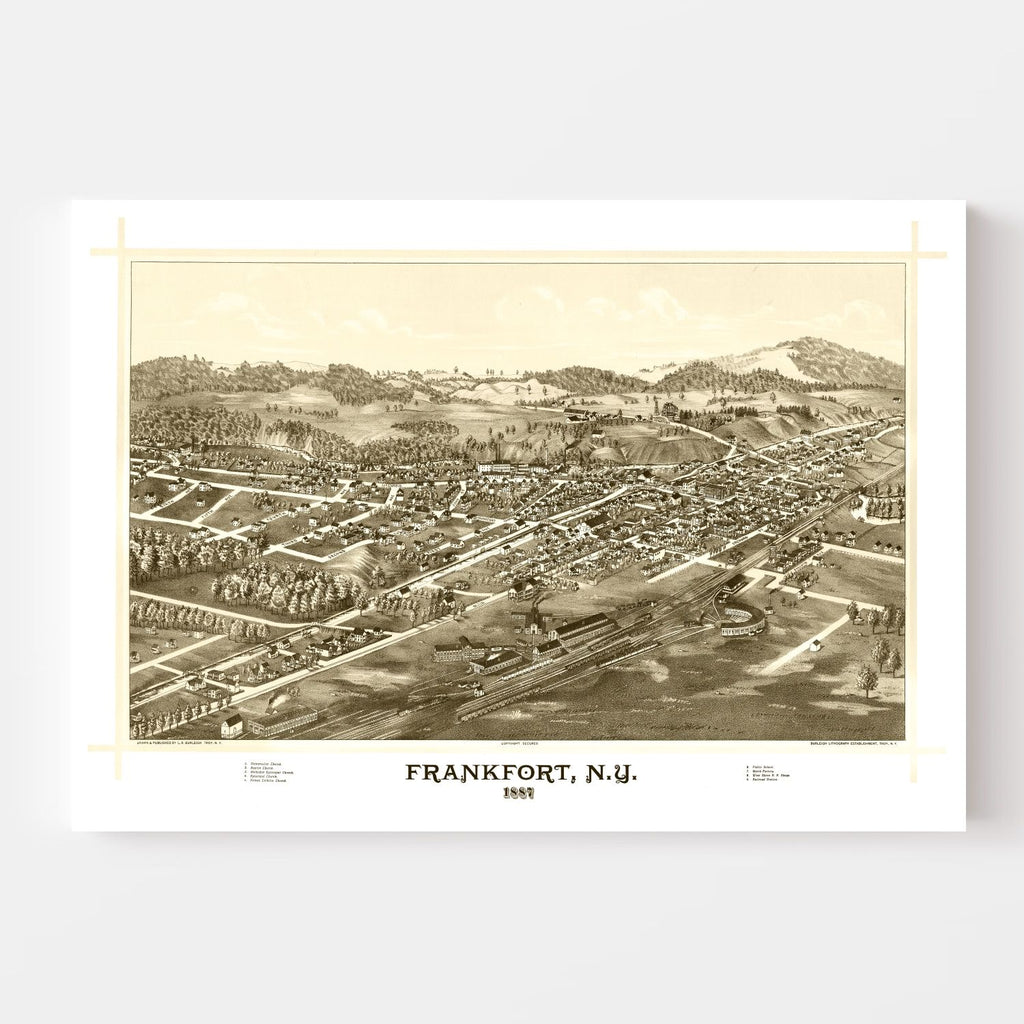 Vintage Map of Frankfort, New York 1887