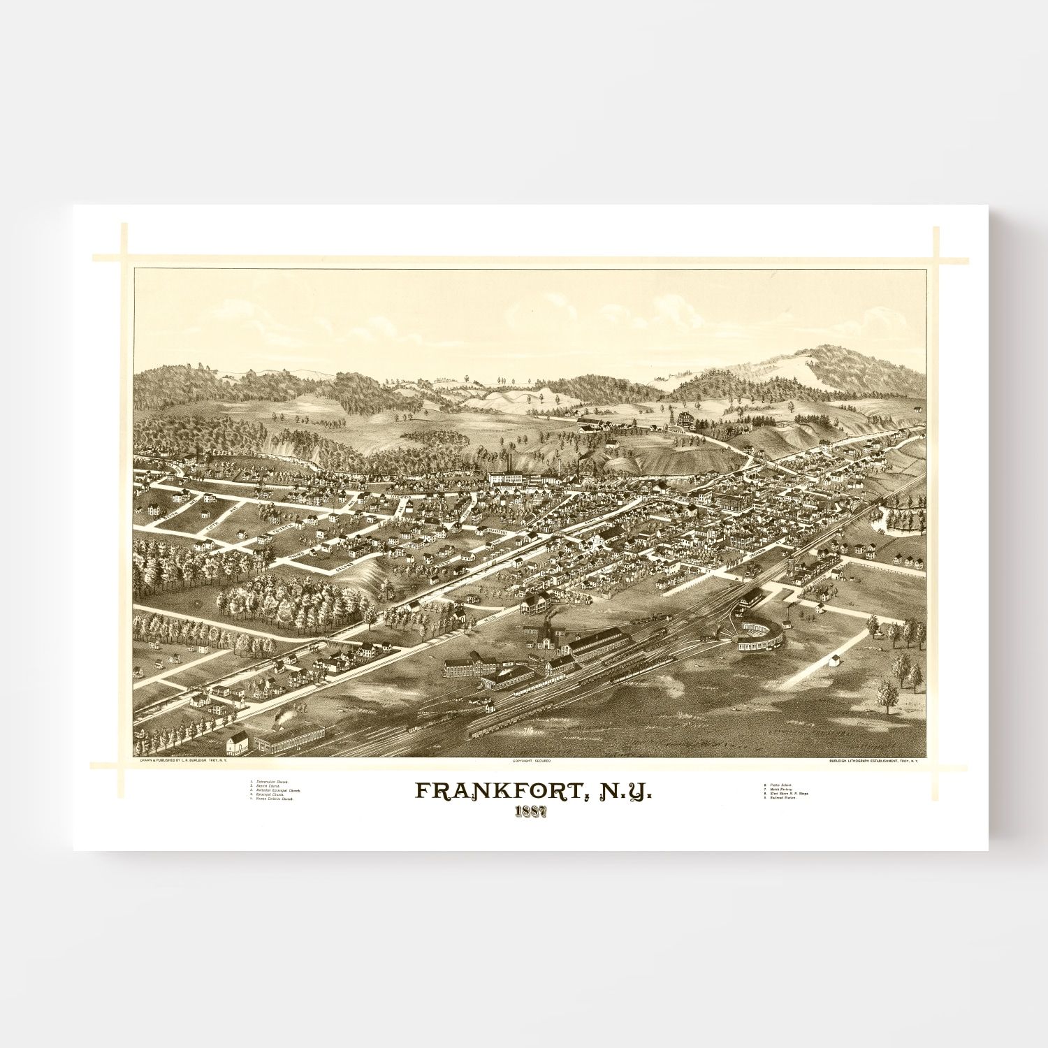 Vintage Map of Frankfort, New York 1887