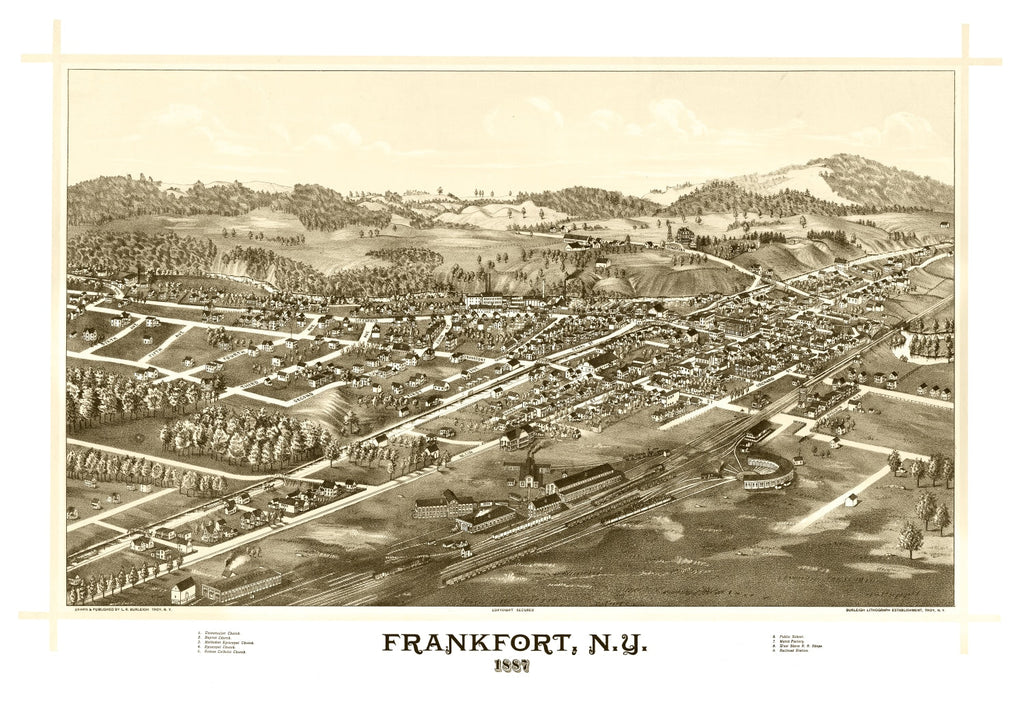 Vintage Map of Frankfort, New York 1887