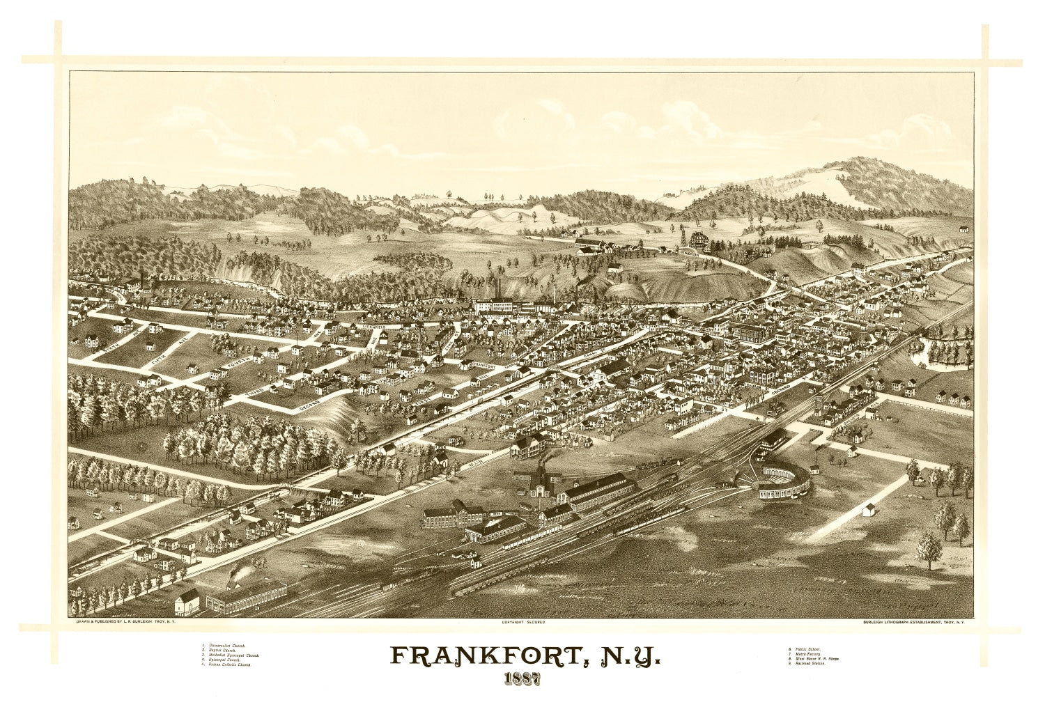 Vintage Map of Frankfort, New York 1887