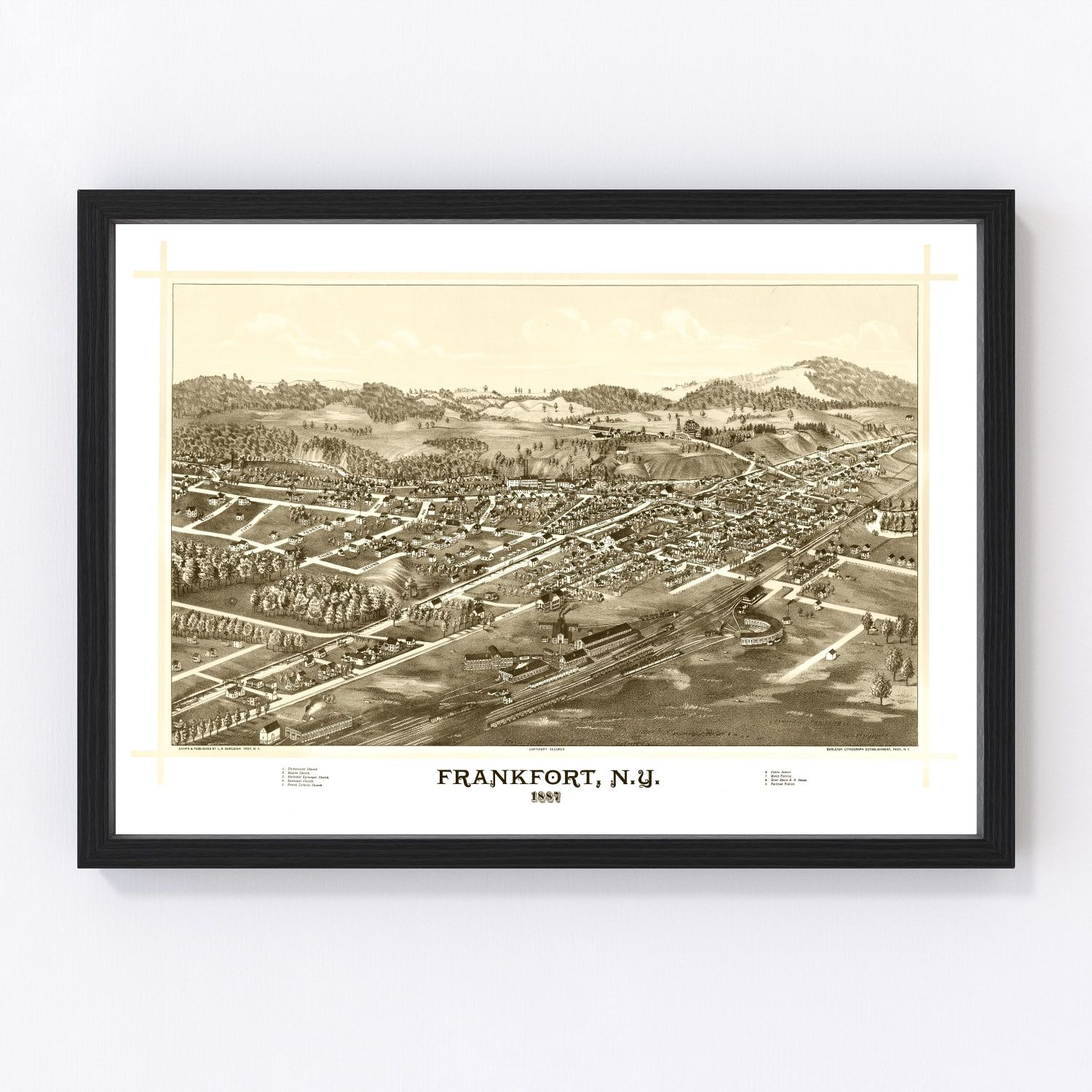 Vintage Map of Frankfort, New York 1887