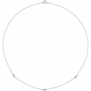 14K White Gold 1/6 CTW Natural Diamond 3-Station 20" Necklace