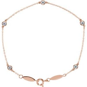 14K Rose Gold 1/3 CTW Lab-Grown Diamond Bezel-Set Station 7" Bracelet
