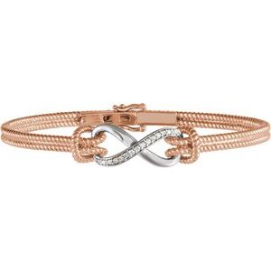 14K Rose/White Gold  1/8 CTW Natural Diamond Bangle 7 1/2” Bracelet