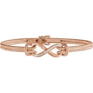14K Rose Gold  1/8 CTW Natural Diamond Bangle 7 1/2” Bracelet