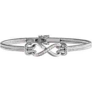 14K White Gold  1/8 CTW Natural Diamond Bangle 7 1/2” Bracelet