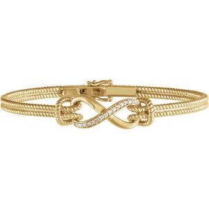 14K Yellow Gold  1/8 CTW Natural Diamond Bangle 7 1/2” Bracelet