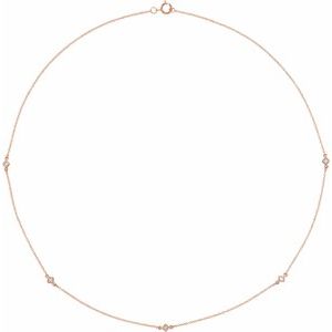 14K Rose Gold 1/4 CTW Natural Diamond 5-Station 24" Necklace