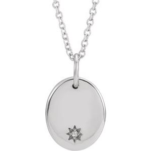 Platinum Engravable .005 CT Natural Diamond 16-18" Necklace
