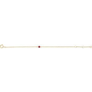 14K Yellow Gold Imitation Ruby Youth Birthstone 4 1/2-5 1/2" Bracelet – image 2