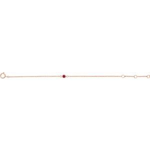 14K Rose Gold Imitation Ruby Youth Birthstone 4 1/2-5 1/2" Bracelet – image 2