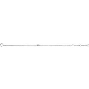 14K White Gold Imitation White Sapphire Youth Birthstone 4 1/2-5 1/2" Bracelet