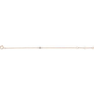 14K Rose Gold Imitation White Sapphire Youth Birthstone 4 1/2-5 1/2" Bracelet