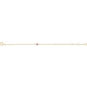 14K Yellow Gold Imitation Pink Tourmaline Youth Birthstone 4 1/2-5 1/2" Bracelet