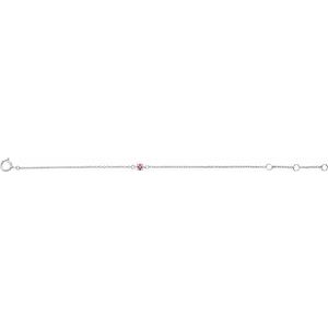 14K White Gold Imitation Pink Tourmaline Youth Birthstone 4 1/2-5 1/2" Bracelet – image 2