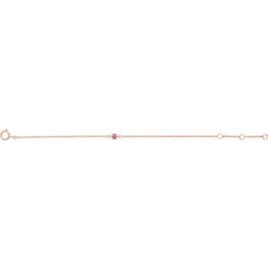 14K Rose Gold Imitation Pink Tourmaline Youth Birthstone 4 1/2-5 1/2" Bracelet – image 2