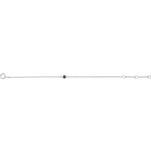 14K White Gold Imitation Peridot Youth Birthstone 4 1/2-5 1/2" Bracelet