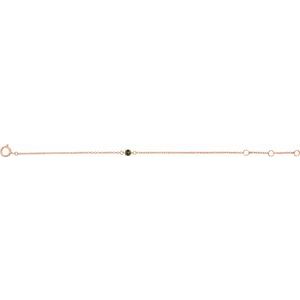14K Rose Gold Imitation Peridot Youth Birthstone 4 1/2-5 1/2" Bracelet