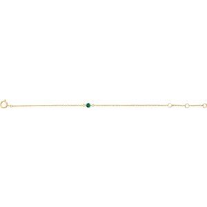 14K Yellow Gold Imitation Emerald Youth Birthstone 4 1/2-5 1/2" Bracelet – image 2