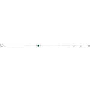 14K White Gold Imitation Emerald Youth Birthstone 4 1/2-5 1/2" Bracelet
