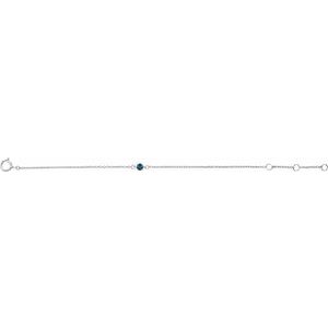 14K White Gold Imitation Blue Zircon Youth Birthstone 4 1/2-5 1/2" Bracelet – image 2