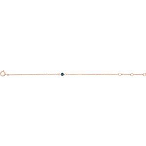 14K Rose Gold Imitation Blue Zircon Youth Birthstone 4 1/2-5 1/2" Bracelet – image 2