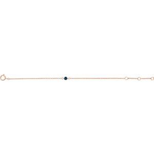 14K Rose Gold Imitation Blue Sapphire Youth Birthstone 4 1/2-5 1/2" Bracelet – image 2